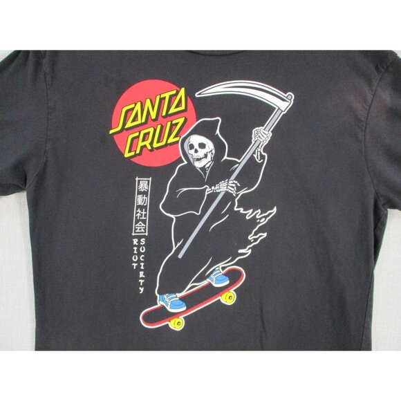 Santa Cruz Riot Society Grim Reaper Skateboarding Graphic T-Shirt Size L - Picture 3 of 9